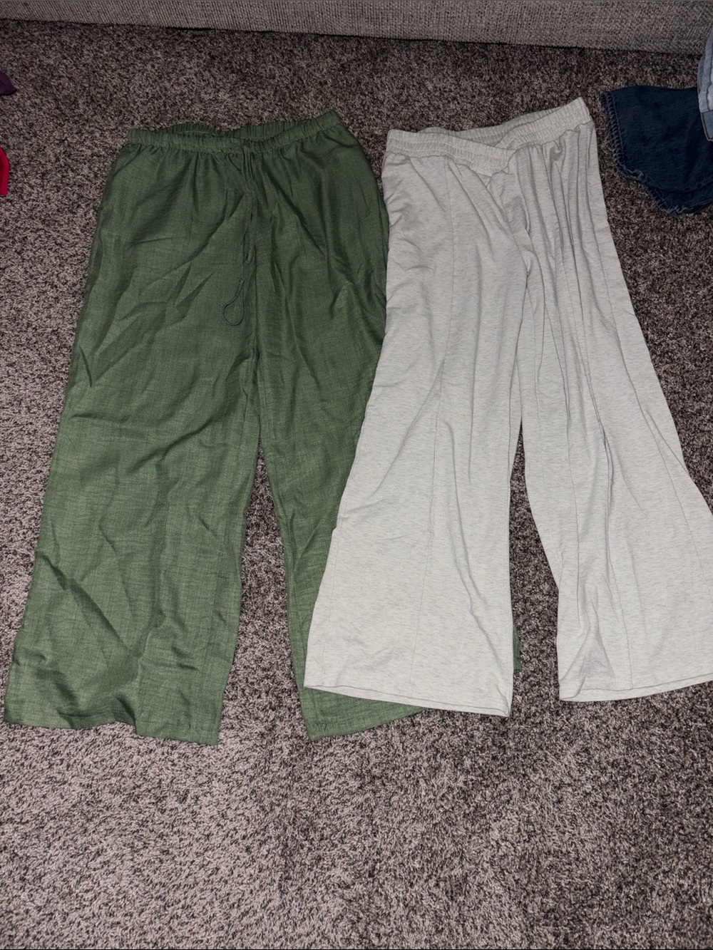 SHEIN Wide-Leg Pull-On Pants Duo - Green & Light Gray